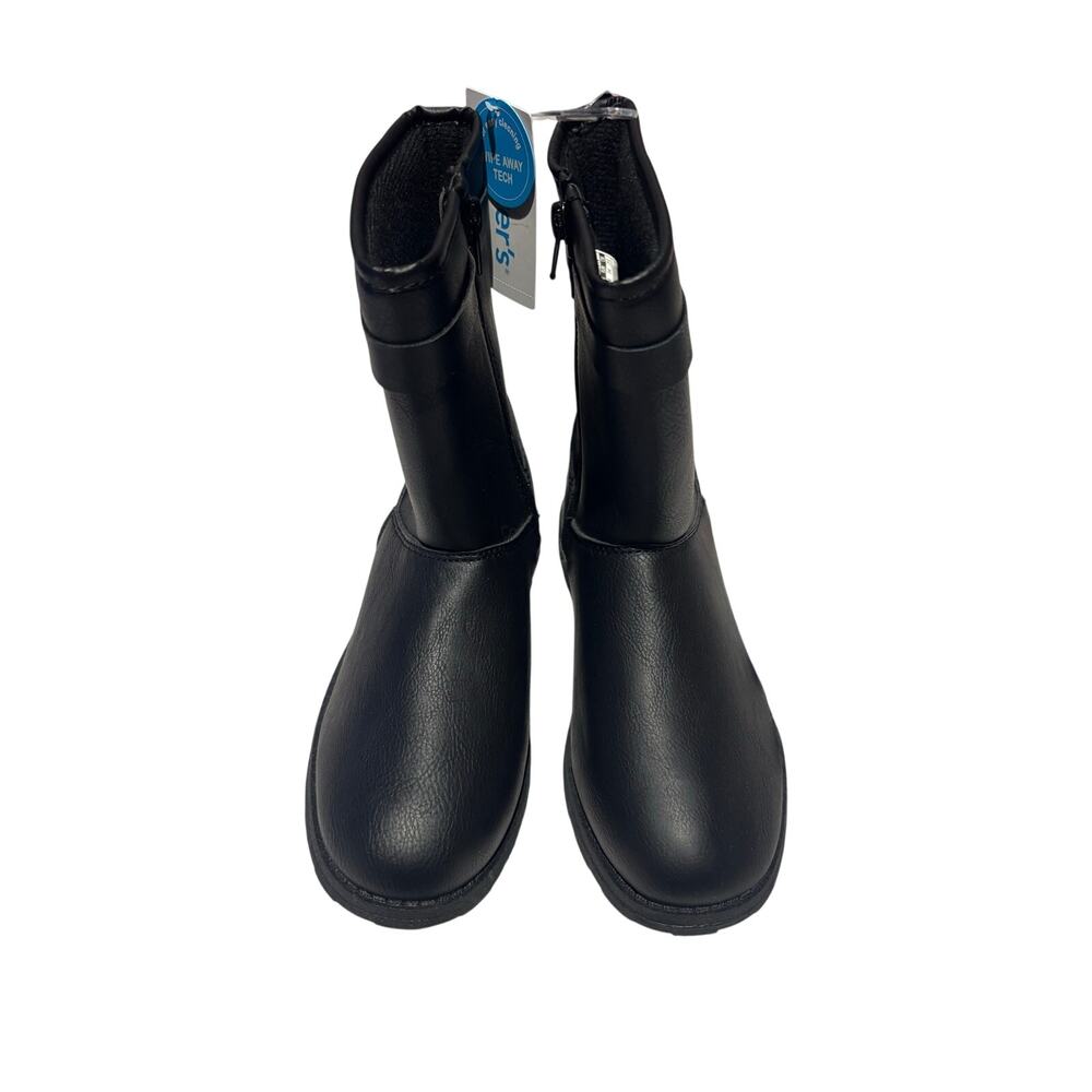 Caters 3 black side zip flat moto simple lug sole style riding boot 3/4 length